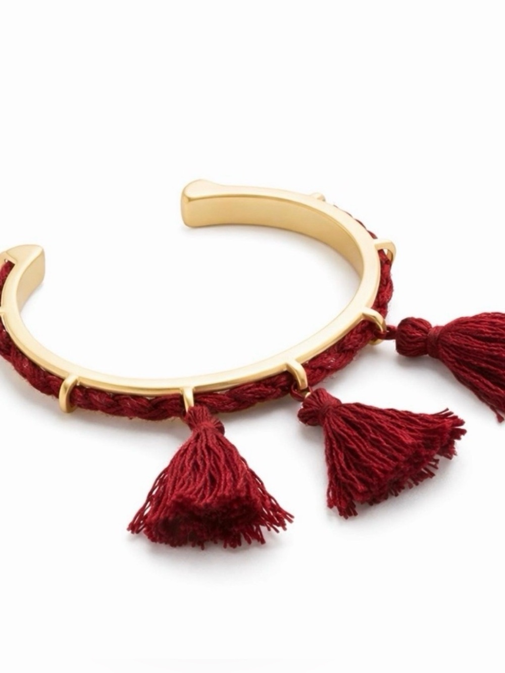 MADEWELL Cuff Bracelet, gold tone with burgundy tassels - Picture 2 of 2